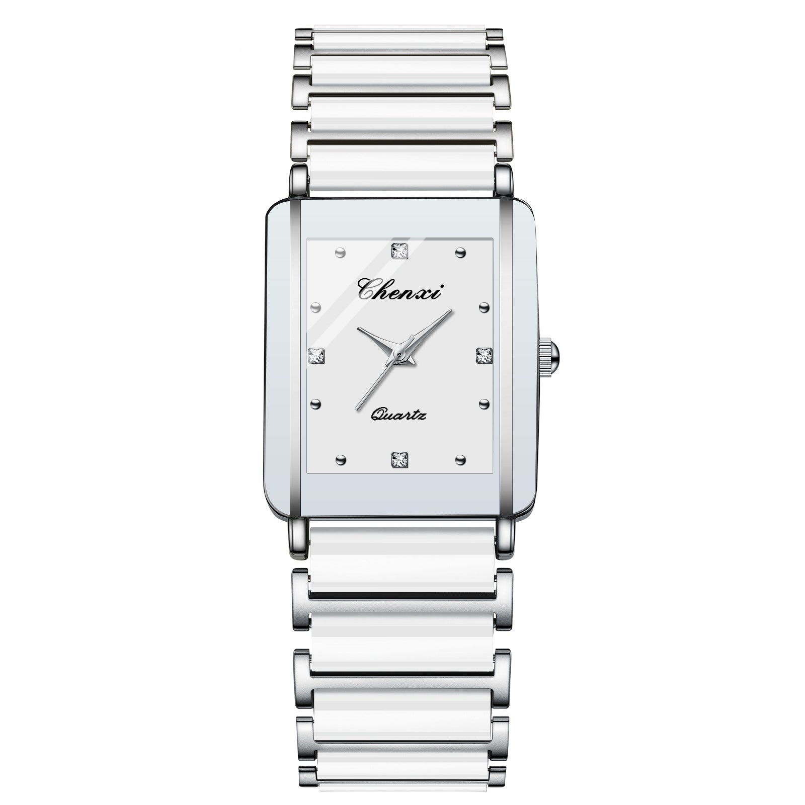 Square Couple Watch for Women and Men Ceramic Quartz Watch