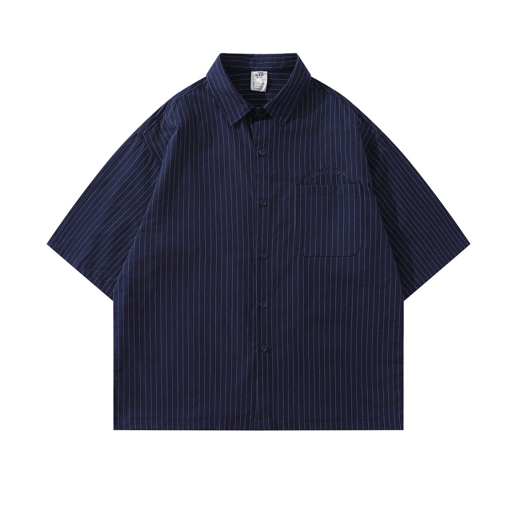 Embroidered striped shirt T-shirt