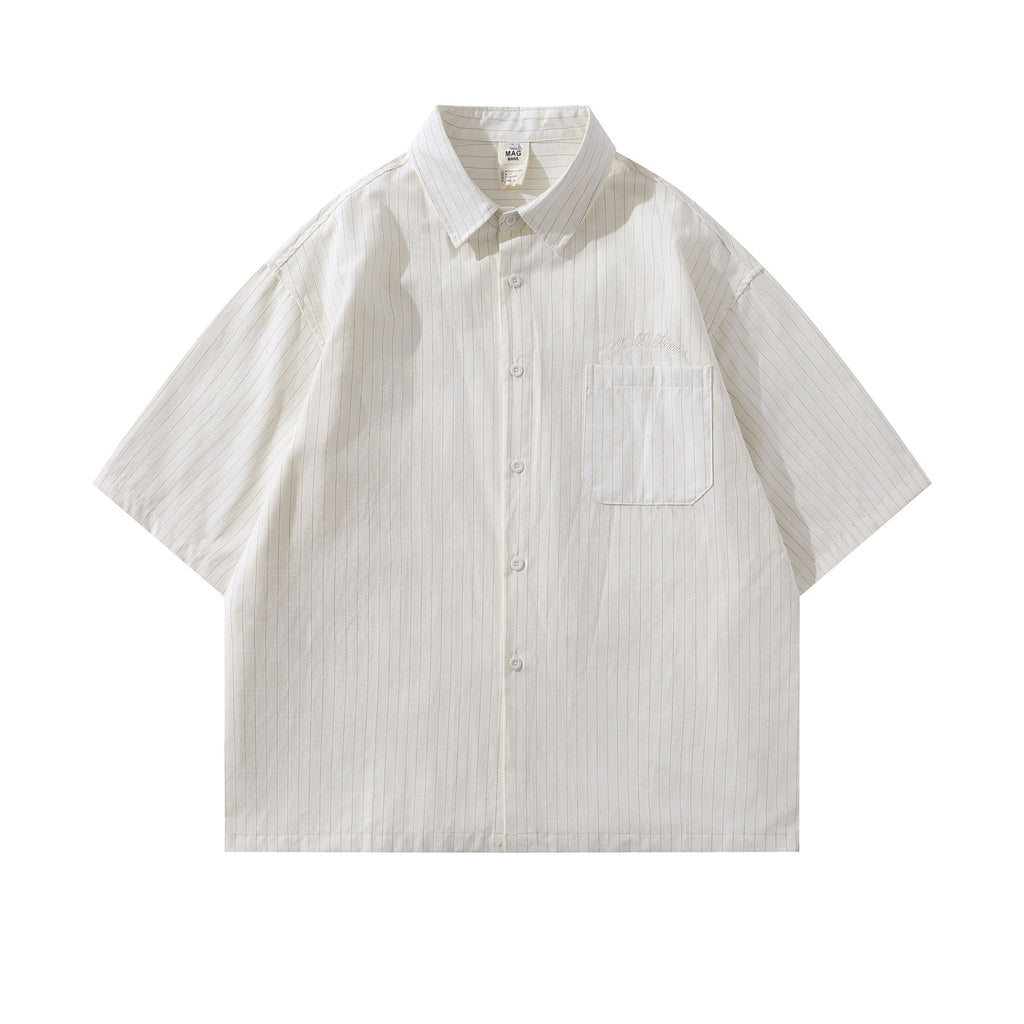 Embroidered striped shirt T-shirt