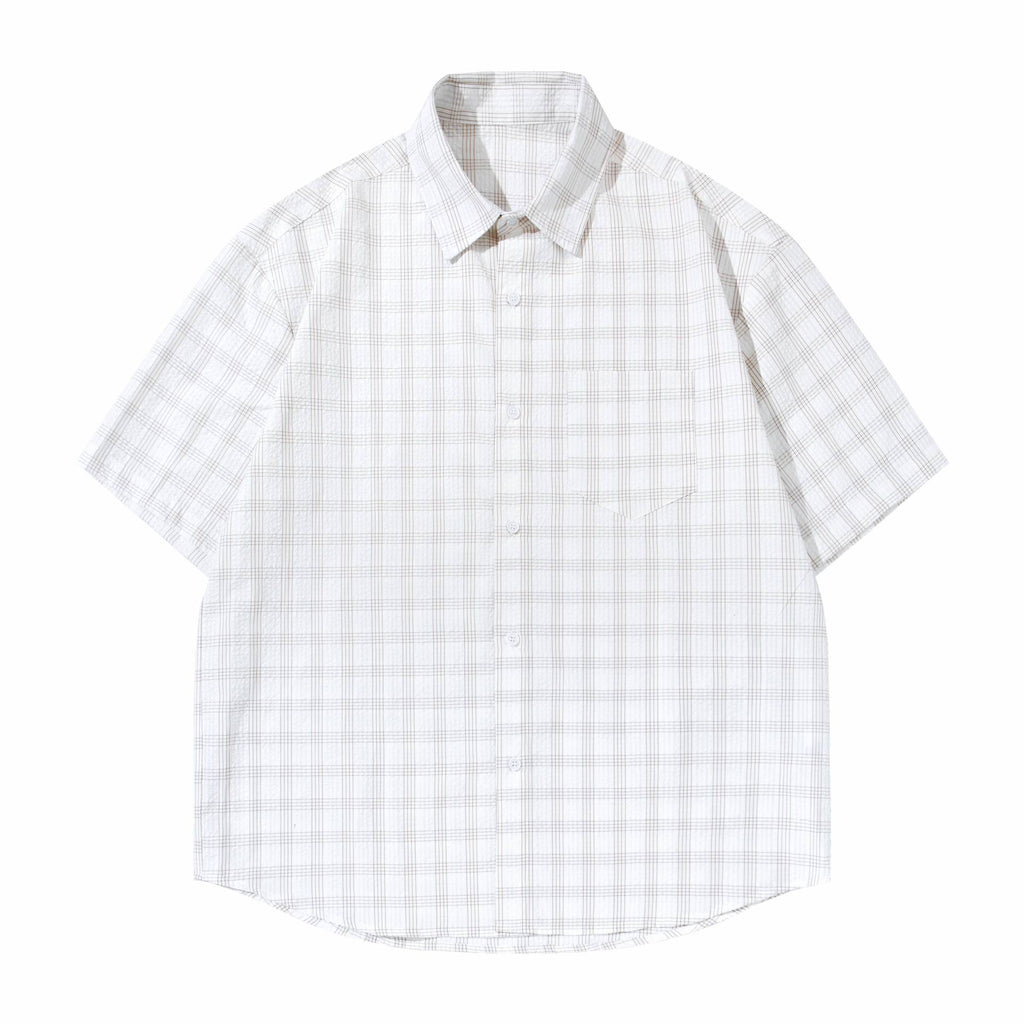 Texture plaid shirt T-shirt