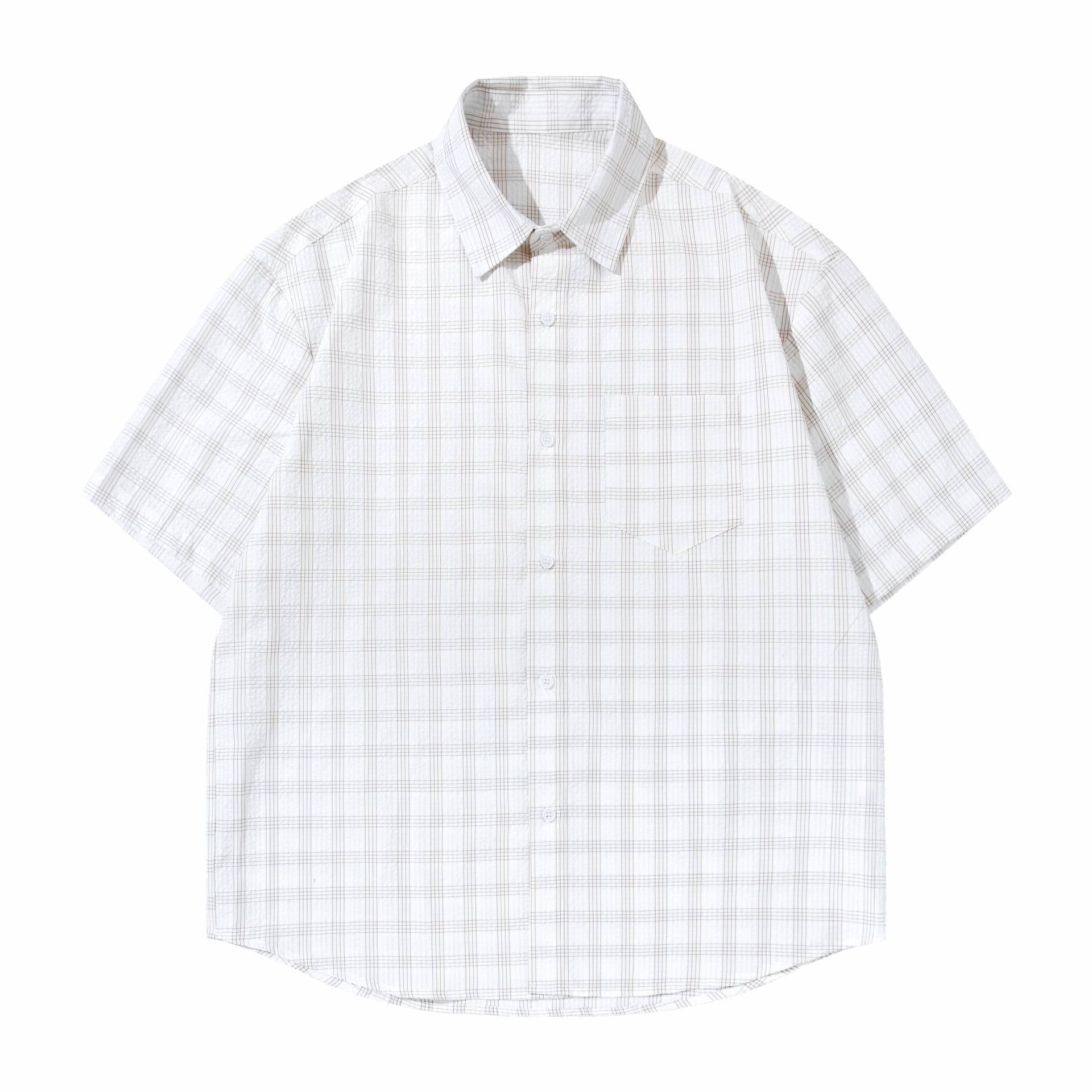Texture plaid shirt T-shirt