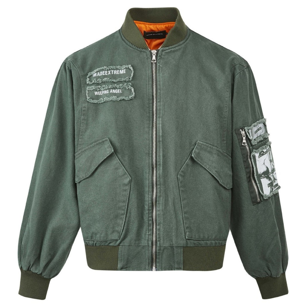 Pocket Design Patchwork Cotton Workwear Bomber Jacket