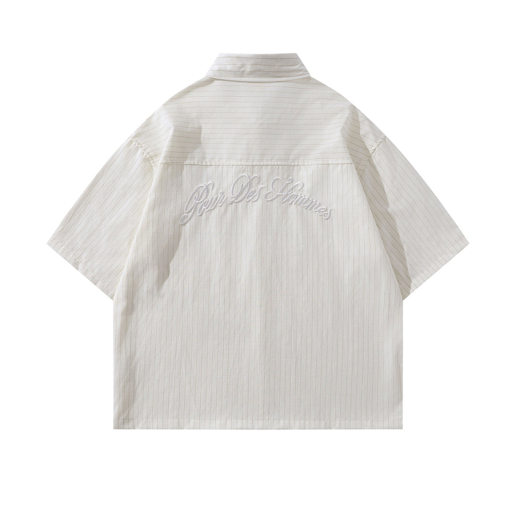 Embroidered striped shirt T-shirt