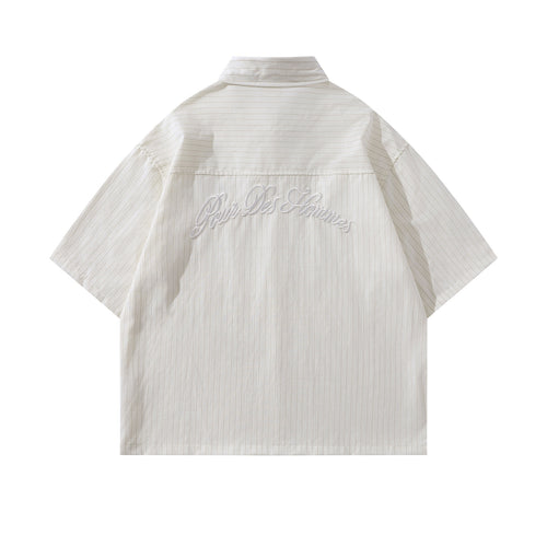 Embroidered striped shirt T-shirt