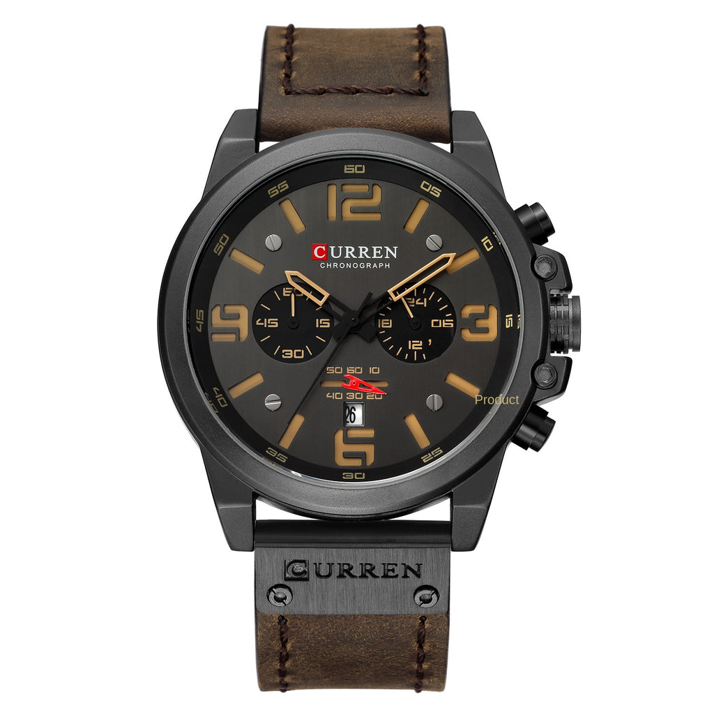 Men's Watch Sports Six Pin Quartz Watch Calendar Men's Watch Waterproof Belt Watch