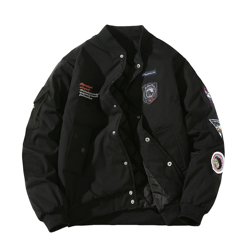 Winter New Arrival Air Force MA1 Pilot Jacket Women's Cotton-Padded Thickened Outerwear Multi-Label Embroidered Baseball Jacket Men