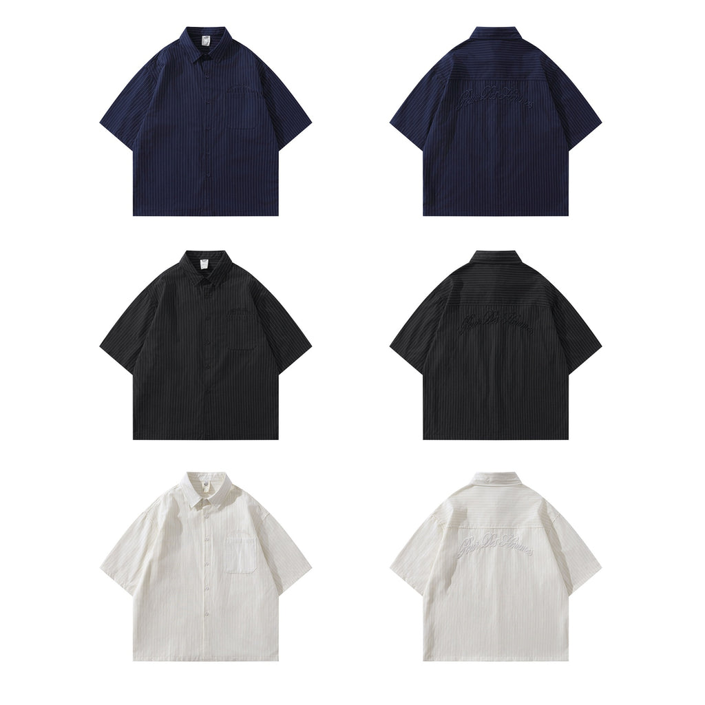 Embroidered striped shirt T-shirt