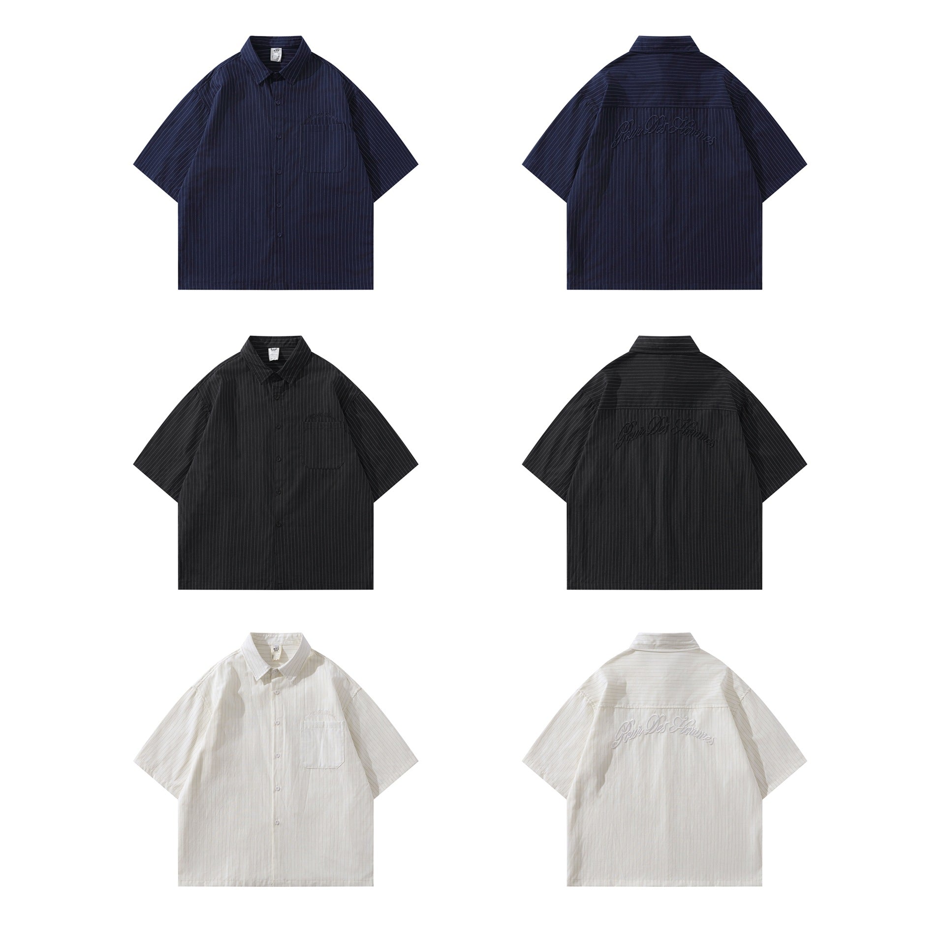 Embroidered striped shirt T-shirt