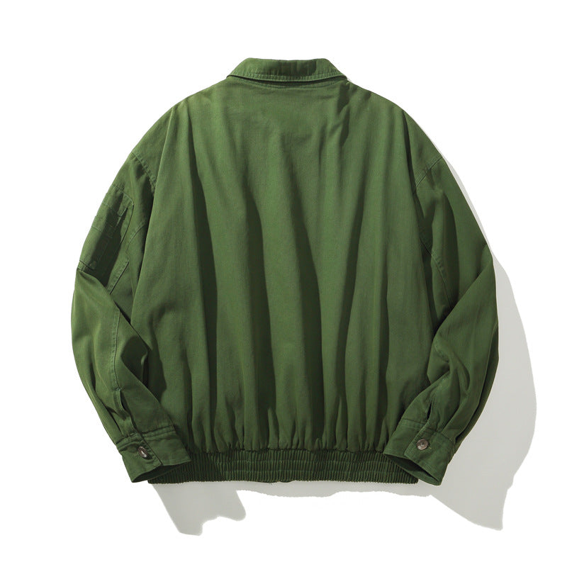 Casual Loose Turn-down Collar  Vintage Workwear Air Force Pilot Jacket for Men