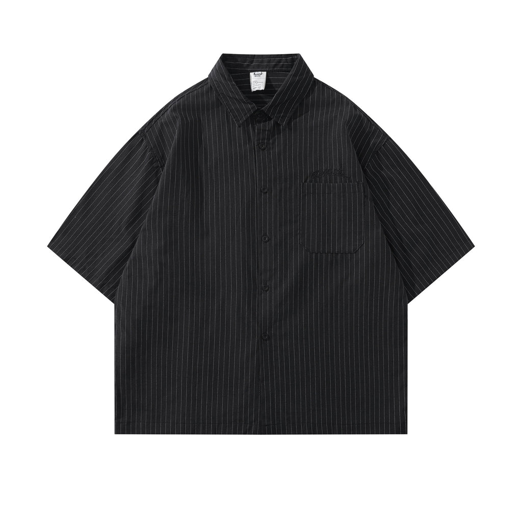 Embroidered striped shirt T-shirt